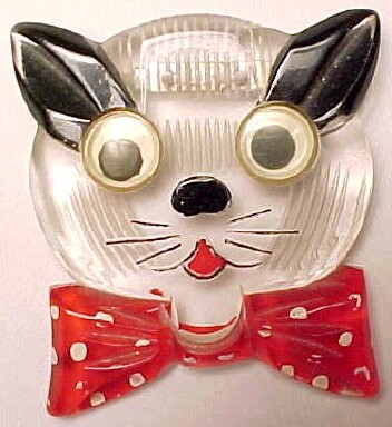 BP138 googly eyed lucite cat pin